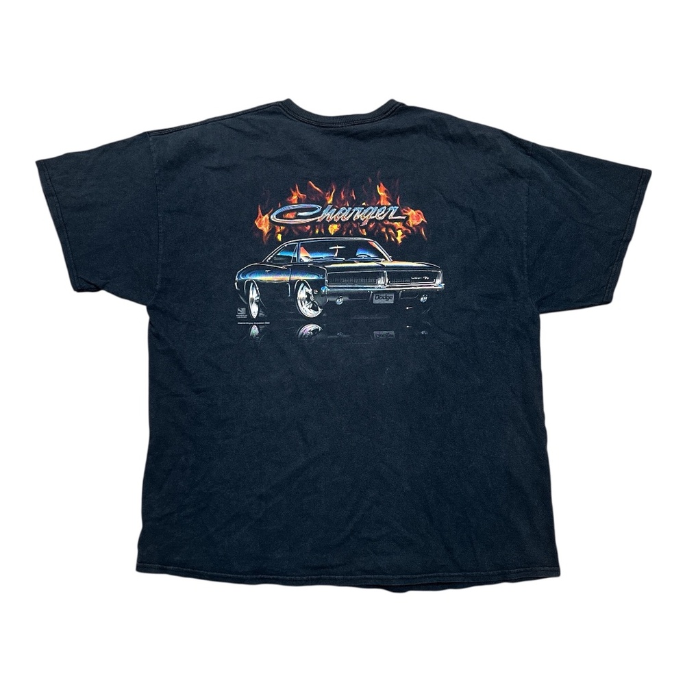 Vintage Y2K Dodge Charger Retro Muscle Car Flames T Shirt Mens 2XL